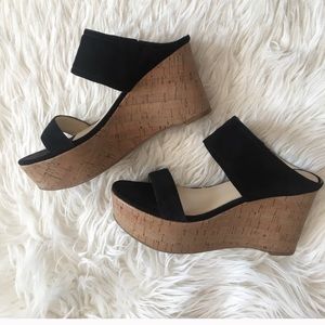 Marc Fisher Black Strap Shelbee Wedge